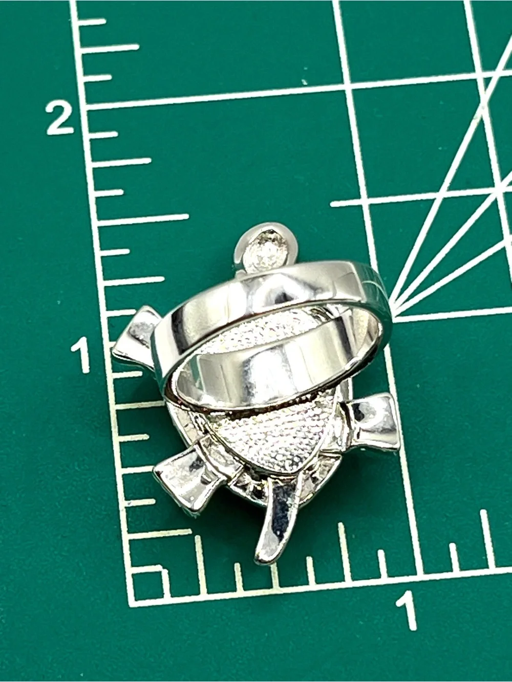 Turtle Ring Articulated Silver Tone Rhodium Plated Patience Knowledge